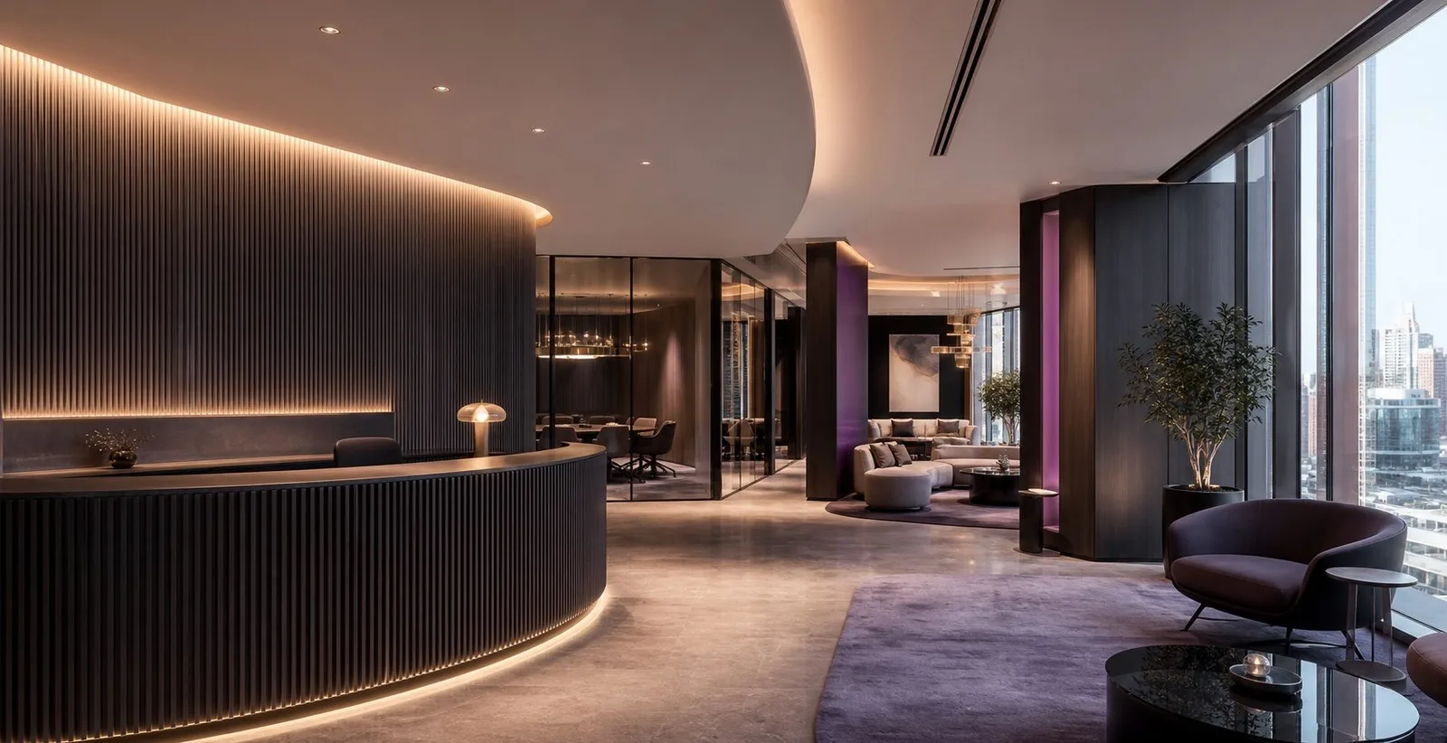 Reception and lounge interior, fit-out concept