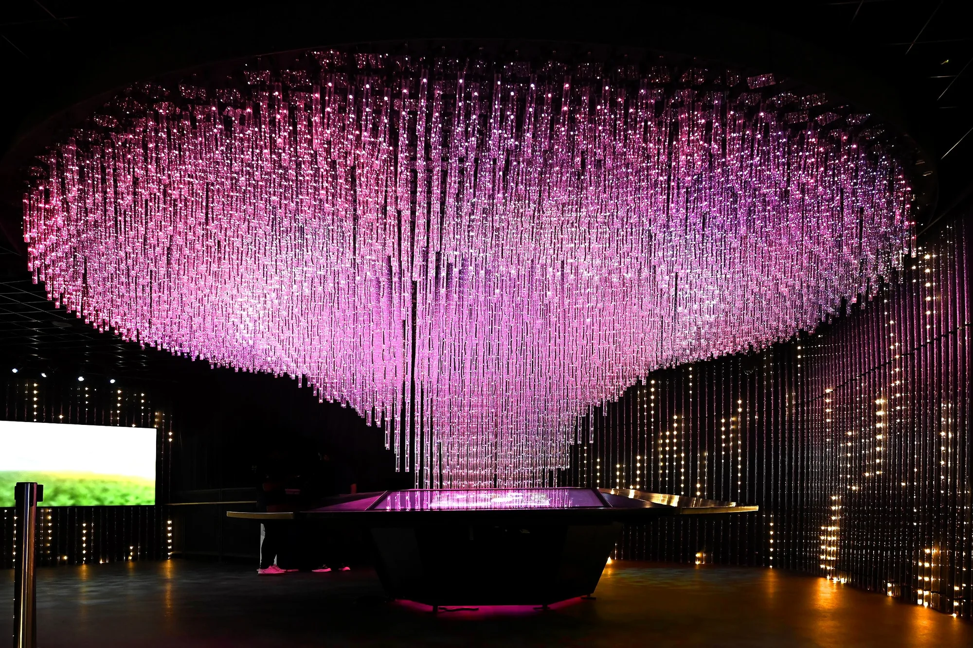 Fibre-optic LED canopy above the interactive table, Malaysia Pavilion